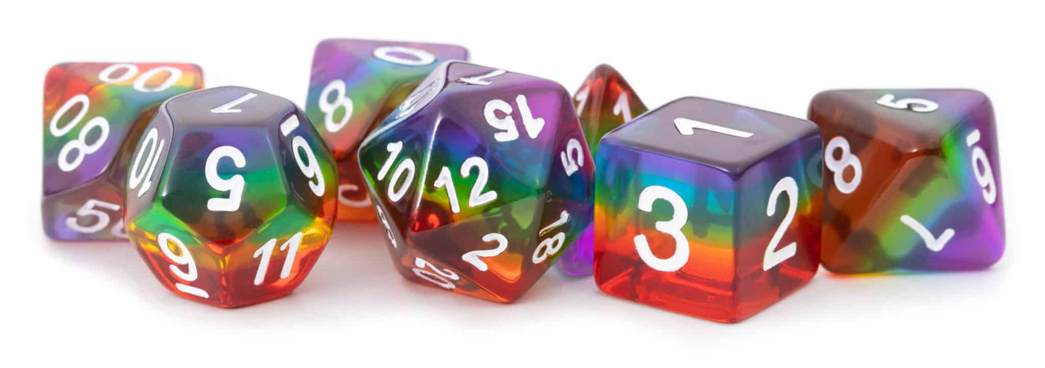 MDG Translucent Rainbow Resin 7 Piece Dice Set image 0